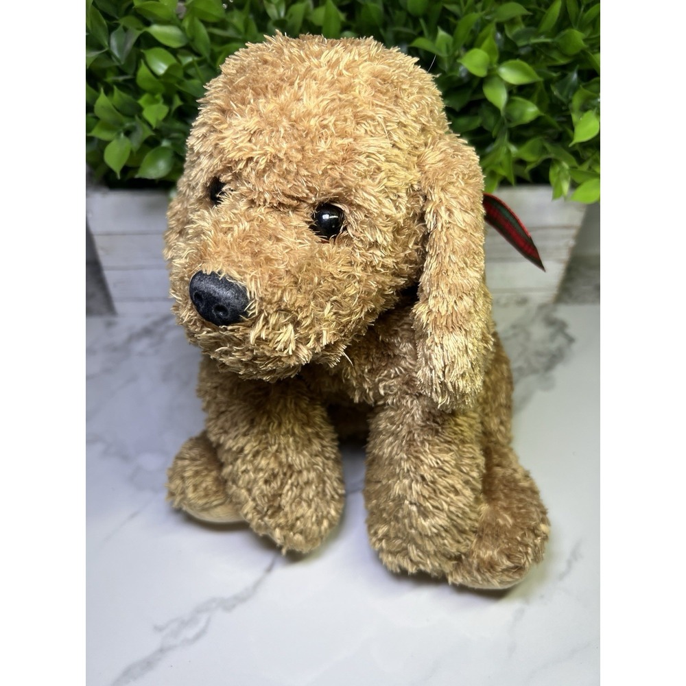 Princess Soft Toys Duncan Dog Puppy Plush Stuff Animal 2003 Red Green Plaid Bow - Picture 9 of 9
